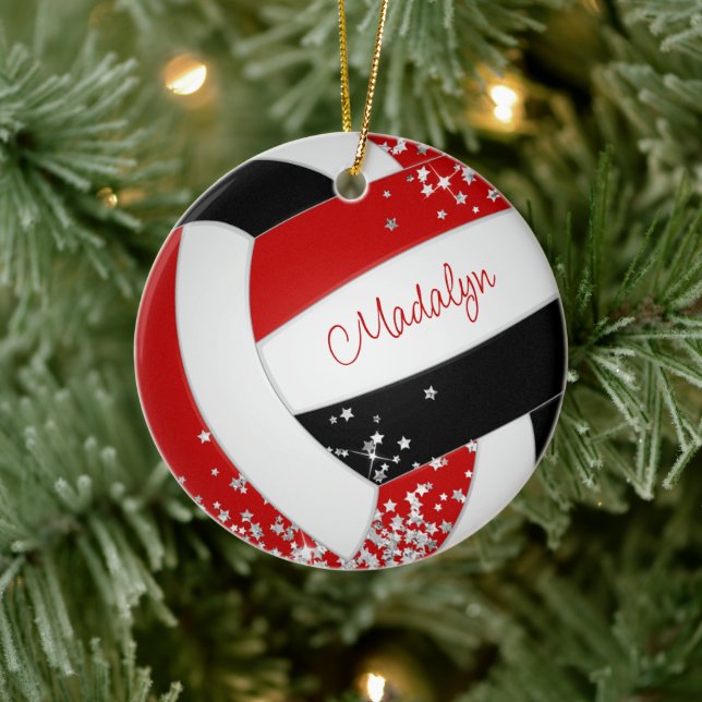 Rote Volleyball-Mädchen Keramik Ornament (Baum)