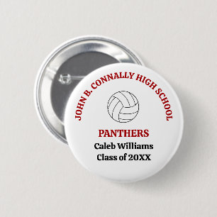 Rote Volleyballspielerin der High School personali Button
