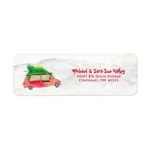 Rote Wagen-Weihnachts-Wasserfarbe-Rücksendeadresse