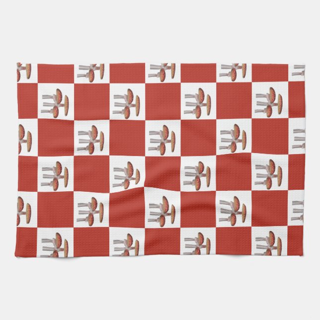 Rote Wange mit Pilz Geschirrtuch (Horizontal)