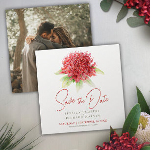 Rote Waratah Blume Botanische Aquarellkunst Save The Date