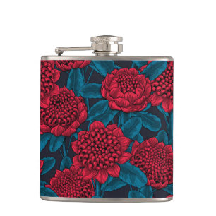 Rote Waratah-Blume Flachmann