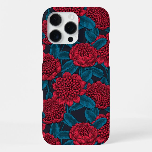 Rote Waratah-Blume iPhone 16 Pro Max Hülle (Rückseite)