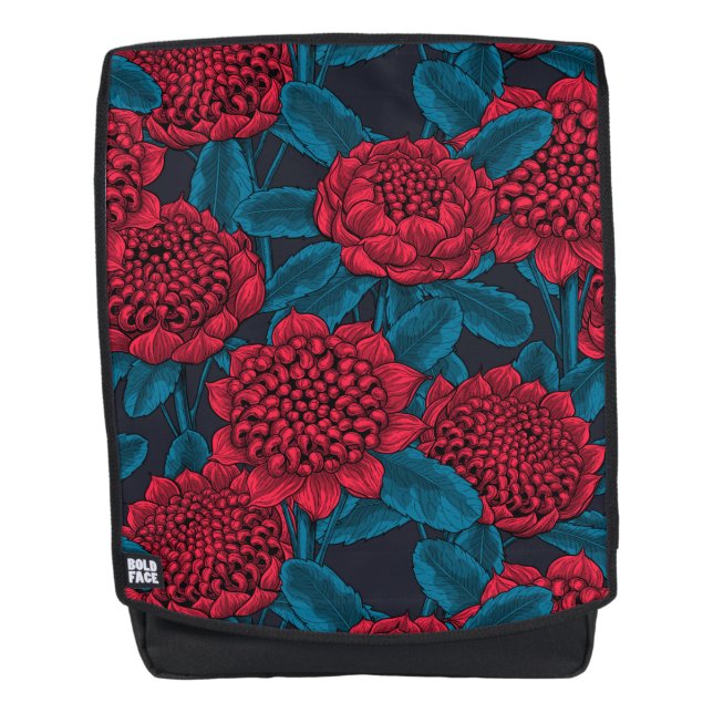Rote Waratah-Blume Rucksack (Vorderseite)