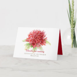 Rote waratah Blumen-Kunsthochzeit danken Ihnen Karte