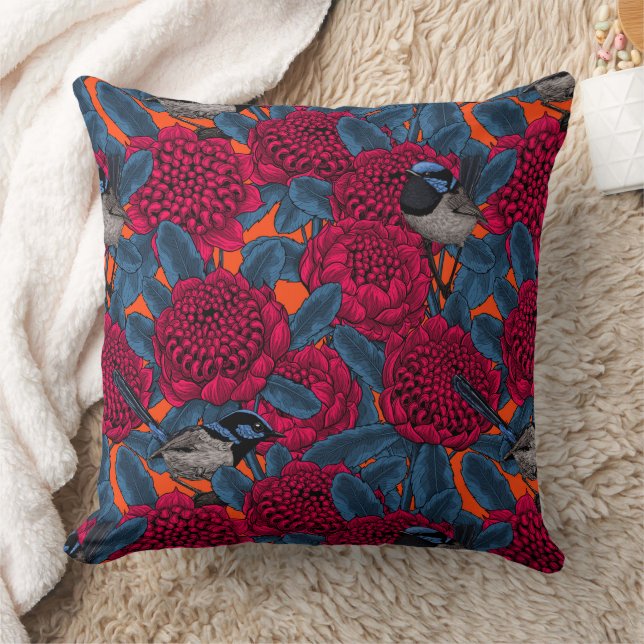 Rote Waratah und Feen Kissen (Decke)