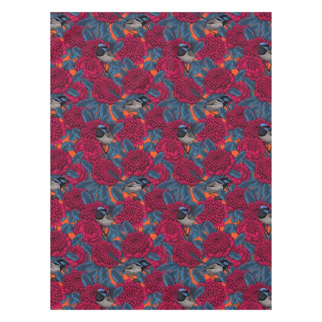 Rote Waratah und Feen Tischdecke (Vorderseite)