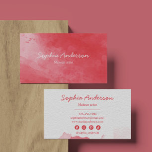 Rote Wasserfarbe Elegante Script Business Card Visitenkarte