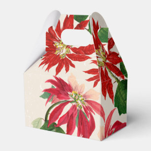 Rote Wasserfarbe Poinsettia Blumengrün Geschenkschachtel