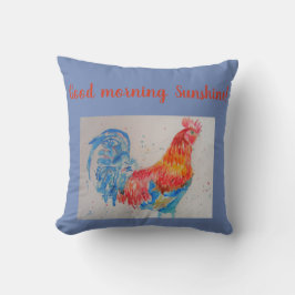 Rote Wasserfarbe Rooster Guten Morgen Sonnenschein Kissen