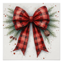 Rote Wasserfarbe Weihnachts-Schleife Geschenktüte Poster