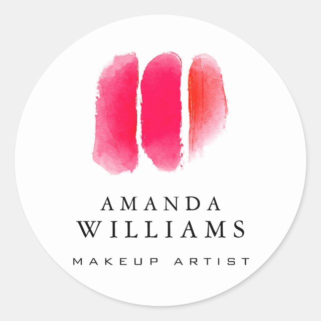 Rote Wasserfarben Makeup Artist Swatts Runder Aufkleber (Vorderseite)