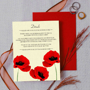 Rote Wasserfarben-Poppies Hochzeitskollektion Begleitkarte