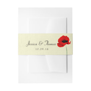 Rote Wasserfarben-Poppies Hochzeitskollektion Einladungsbanderole