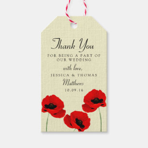 Rote Wasserfarben-Poppies Hochzeitskollektion Geschenkanhänger