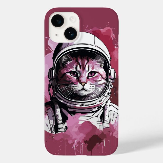 Rote Wasserfarbenkatze Case-Mate iPhone 14 Hülle (Rückseite)
