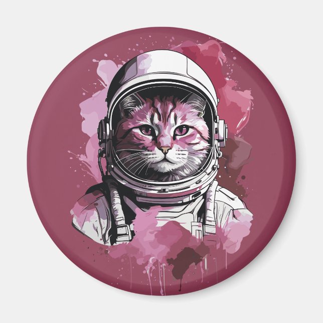 Rote Wasserfarbenkatze Magnet (Vorne)