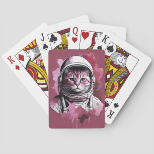 Rote Wasserfarbenkatze Spielkarten
