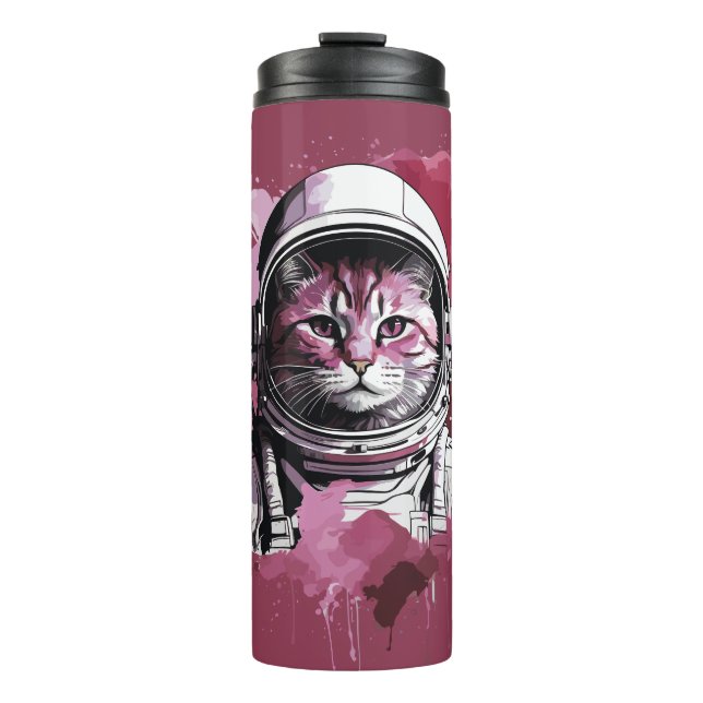 Rote Wasserfarbenkatze Thermosbecher (Vorderseite)