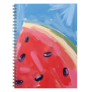 Rote Wassermelone   Aquarell-Fruchtmalerei Notizblock