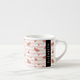 Rote Wassermelonen, Herz, Streifen, Ihr Name Espressotasse