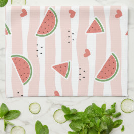 Rote Wassermelonen, Herz, Streifen, Sommermuster Geschirrtuch