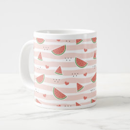 Rote Wassermelonen, Herz, Streifen, Sommermuster Jumbo-Tasse