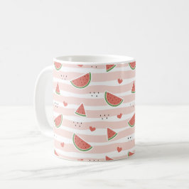 Rote Wassermelonen, Herz, Streifen, Sommermuster Kaffeetasse