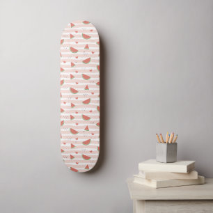 Rote Wassermelonen, Herz, Streifen, Sommermuster Skateboard