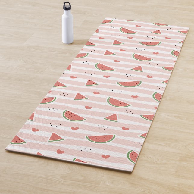 Rote Wassermelonen, Herz, Streifen, Sommermuster Yogamatte (Beispiel)