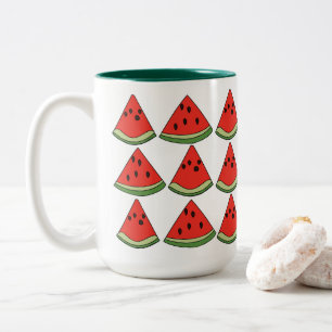 Rote Wassermelonenstücke Zweifarbige Tasse
