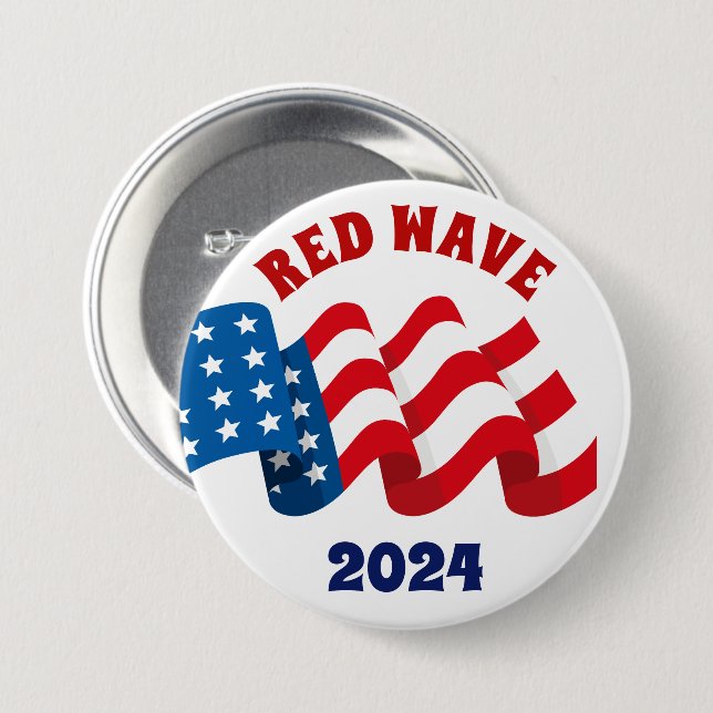 ROTE WAVE 2024 REPUBLIKANISCHE WAHL BUTTON (Vorne & Hinten)