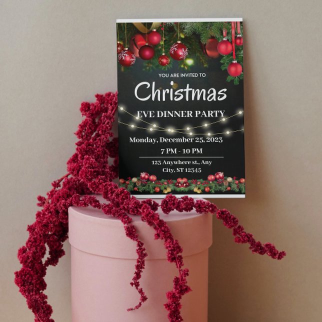 Rote Weihnachten abends Party Einladung (Von Creator hochgeladen)