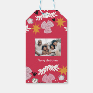 Rote Weihnachten Foto Collage personalisiert Geschenkanhänger