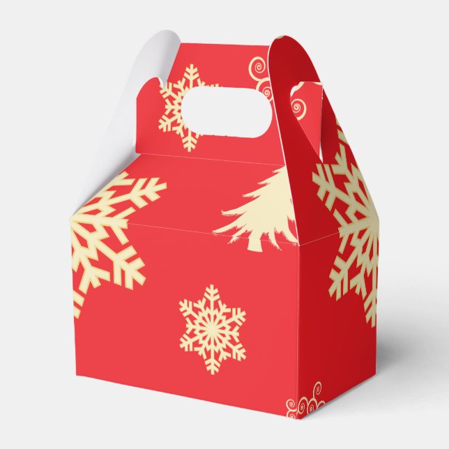 Rote Weihnachten mit Schneeflocken Geschenkschachtel (Rückseite)