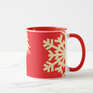Rote Weihnachten mit Schneeflocken Tasse