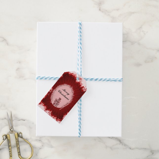 Rote Weihnachten mit Schneemann Geschenkanhänger (Mit Garn)