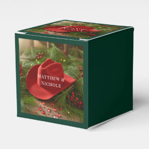 Rote Weihnachts-Cowboyhut-Hochzeit Geschenkschachtel