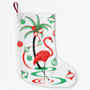 Rote Weihnachts-Flamingo-Christbaumkugeln doppelse Kleiner Weihnachtsstrumpf