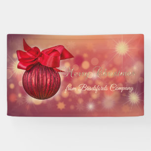 Rote Weihnachtsbälle Bokeh Company  Banner