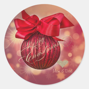 Rote Weihnachtsbälle Bokeh Company Runder Aufkleber