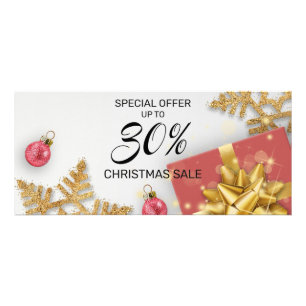 Rote Weihnachtsbälle Geschenk Gold Schneeflocken R Werbekarte