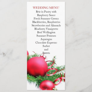Rote Weihnachtsbände Hochzeitsmenü Menükarte