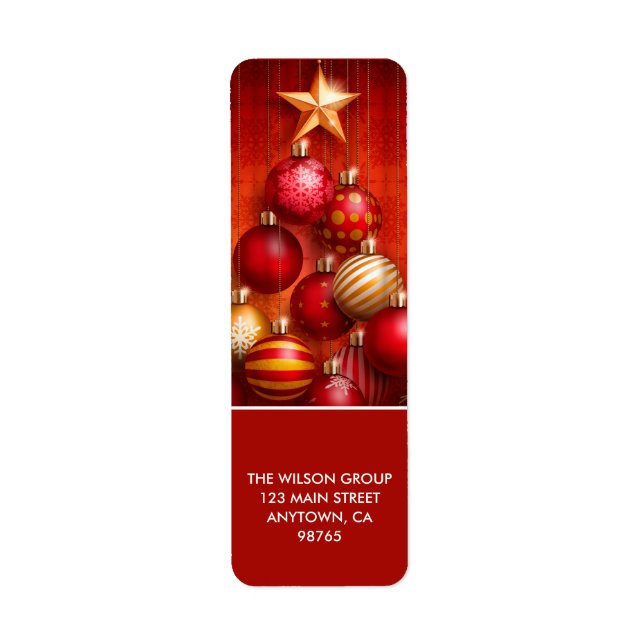 Rote Weihnachtsbaum-Ornament-Rücksendeadresse (Vorne)