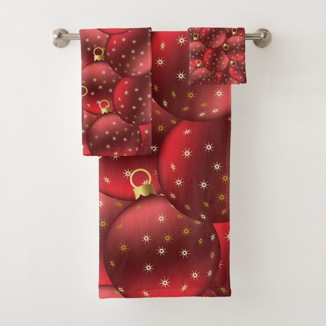 Rote Weihnachtsbäume Badhandtuch Set (Insitu)