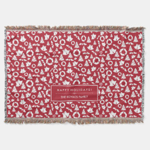 Rote Weihnachtsbäume, Feuerglocken und Holly Decke