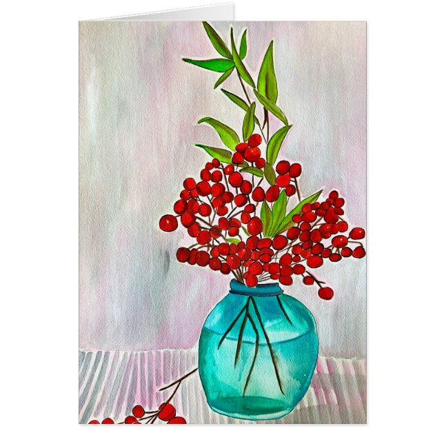 Rote Weihnachtsbergen Aquarellkunst (Vorne)