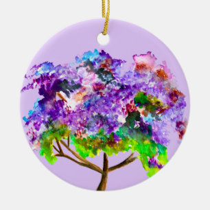 Rote Weihnachtsbergen Aquarellkunst Keramik Ornament