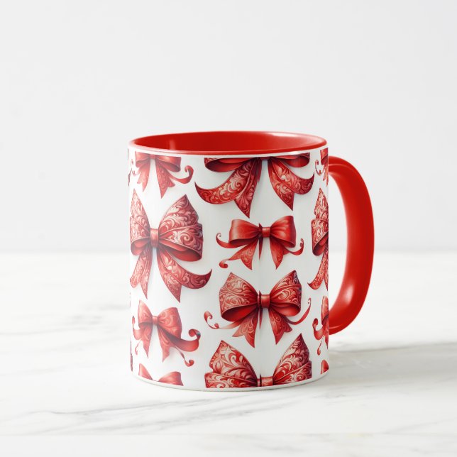Rote Weihnachtsbögen Tasse (VorderseiteRechts)