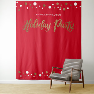 Rote Weihnachtsfeier Unternehmens-Gold Hintergrund Wandteppich